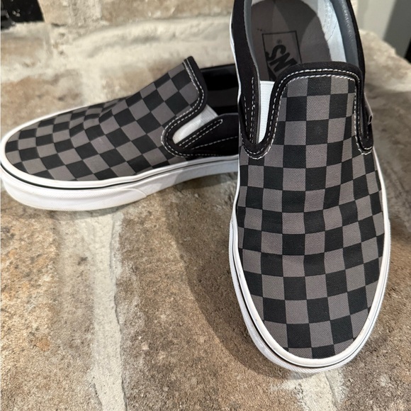 Vans Black and Gray Checkered Slip-On Sneakers - Picture 3 of 5